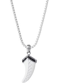 Firetti Damen Kette mit Anhänger "Schmuck Geschenk Edelstahl Halsschmuck Halskette Teeth Zahn", Edelstahl, L: 55cm, weiß, Edelstahl, Halsketten, mit
