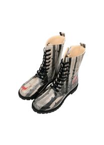 DOGO Damen Schnürboots "Damen Zipsy You Are The Colour Of My Life Vegan Damen Stiefel /", Gr. 38, grau, Lederimitat, Schuhe, Vegan
