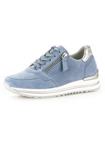 Gabor Damen Keilsneaker "TURIN", Gr. 40, blau, Ziegenveloursleder, sportlich, Schuhe, mit Lochmuster, Weite H, Freizeitschuh, Halbschuh, Schnürschuh