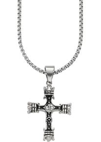 Bruno Banani Damen Kette mit Anhänger "Schmuck Geschenk Venezianerkette Gothic Kreuz, B4115N/20/00/55", Edelstahl, L: 55cm B: 2,8mm, schwarz-weiß,