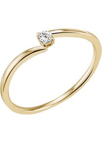 Firetti Damen Fingerring "Schmuck Geschenk Gold 585 Goldring Vorsteckring", 56, 0,05 ct SI = kleine Einschlüsse, Gelbgold 585-Diamanten, 1,25mm,
