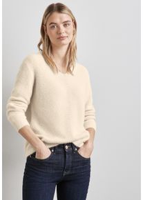 Street One Damen Strickpullover, weiß, casual, Gr. 46, unifarben, Stoff, 52% Polyester, 48% Baumwolle, Pullover, mit V-Ausschnitt