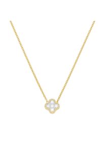 Luigi Merano Damen Collier "Mittelteil Blüte, mit funkelnden Brillanten, Gold 585", 45cm, Gelbgold 585, gold, Gelbgold 585, Halsketten
