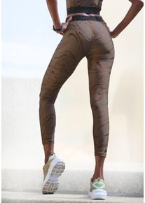 active by Lascana LASCANA ACTIVE Damen Funktionsleggings, braun, sportlich, Gr. XS, gemustert, bedruckt, glänzend, Obermaterial: 85% Polyester, 15% Elasthan, Hosen,