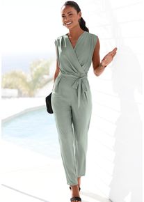 Lascana Damen Overall, grün, modisch, Gr. 38, unifarben, Jersey, Obermaterial: 95% Polyester, 5% Elasthan, Overalls, aus knitterfreier Ware,
