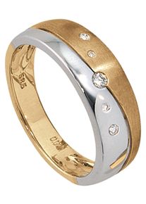 Jobo Damen Diamantring, 58, P1 = bei 10-facher Vergrößerung erkennbare Einschlüsse, Gelbgold 585-Weißgold 585-Diamanten, gelb, Gelbgold 585, Weißgold