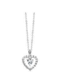 JULIE JULSEN Damen Kette mit Anhänger "925/- Sterling Silber rhodiniert Herz mit Zirkonia weiß", 43cm, Silber 925 (Sterlingsilber), L: 43cm B: