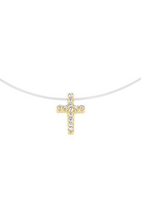 Smart Jewel Damen Collier "Anhänger Kreuz, Silber 925", 45cm, Silber 925 (Sterlingsilber), gold, Silber 925 (Sterlingsilber), Halsketten