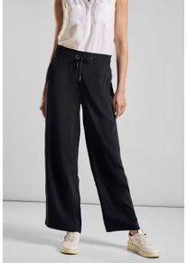 Street One Damen Culotte, schwarz, casual, Gr. 32, unifarben, Stoff, 87% Modal, 13% Polyester, Hosen, mit Elastikbund