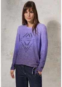 Cecil Damen Langarmshirt, lila, casual, Gr. XXL, bedruckt, Stoff, 67% Viskose, 28% Polyester, 5% Elasthan , Shirts, Rundhalsausschnitt