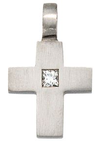 Jobo Damen Kreuz-Anhänger "Anhänger Kreuz", SI = kleine Einschlüsse, Platin 950-Diamanten, grau, Platin 950, Diamanten, Schmuckanhänger, 950 Platin