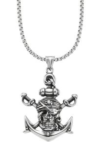 Bruno Banani Damen Kette mit Anhänger "Schmuck Geschenk Venezia Piraten Anker Totenkopf, B4121N/20/00/55", Edelstahl, L: 55cm B: 2,8mm, schwarz,