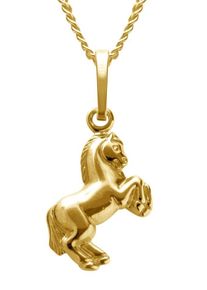 Firetti Mädchen Kette mit Anhänger "Schmuck Geschenk Silber 925 Halsschmuck Halskette Panzerkette Pferd", Silber 925 (Sterlingsilber), L: 38cm, gold,