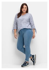 sheego Damen Jeansjeggings "Große Größen", blau, casual, Gr. 80, unifarben, Obermaterial: 37% Viskose, 34% Baumwolle, 27% Polyester, 2% Elasthan,