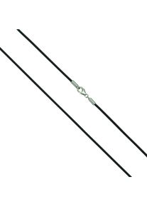 Vivance Damen Collierkettchen "925/- Sterling Silber rhod. Kautschuk 50cm", 50cm, Silber 925 (Sterlingsilber), L: 50cm B: 2.0mm, schwarz, Silber 925