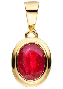 Jobo Damen Ketten-Anhänger "Anhänger oval", Gelbgold 585, gelb, Gelbgold 585, Schmuckanhänger, 585 Gold mit Rubin
