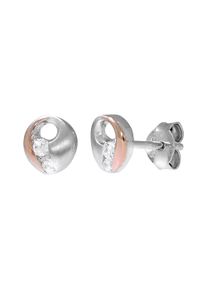 Vivance Damen Paar Ohrstecker "925 Silber zweifarbig rose Zirkonia", ONE-SIZE, Silber 925 (Sterlingsilber), rot, Silber 925 (Sterlingsilber), Ohrringe