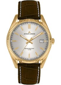 Jacques Lemans Damen Quarzuhr, schwarz, Armbanduhren, Armbanduhr, Herrenuhr, Damenuhr, Lederarmband, Datum
