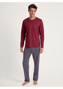 Calida Herren Pyjama "Relax Imprint", Gr. S, rot, Obermaterial: 100% Baumwolle, unifarben, gemustert, casual, Homewear-Sets, mit aufgesetzter