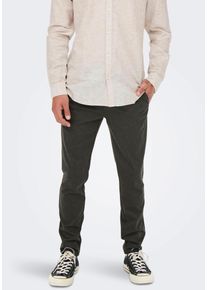 Only & Sons ONLY & SONS Herren Stoffhose, schwarz, klassisch, Gr. 28, Strukturmuster, unifarben, Web, Obermaterial: 64% Viskose, 31% Polyester, 5% Elasthan,