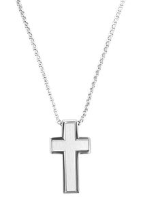 s.Oliver Herren Kette mit Anhänger "Kreuz, 2035529", Edelstahl, L: 60cm, silber, Edelstahl, Halsketten