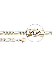 Herren Silberarmband "FIGAROARMBAND, diamantiert, ca. 7 mm breit, F4-G, F4-S", 21, Silber 925 (Sterlingsilber), gold, Der Kettenmacher, Silber 925