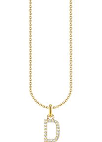 Thomas Sabo Damen Kette mit Anhänger "Buchstabe, KE2240 - KE2265-051-14-L45V, KE2240 - KE2265-414-14-L45V", 45, D, Silber 925, recycelt, gold, Silber