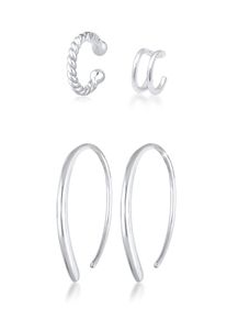 Elli Damen Ohrring-Set "Basic Set Creolen Earcuff Blogger Trend 925 Silber", OneSize, ohne Stein, Silber 925 (Sterlingsilber), silber, Silber 925