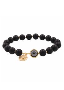 Firetti Damen Armband "Schmuck Geschenk Armschmuck Armkette Edelstein Farbstein Onyx", Edelstahl-Silikon, schwarz, Edelstahl, Silikon, Armbänder,