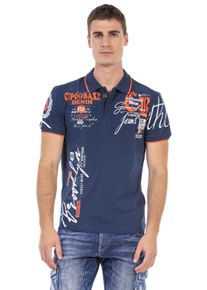 Cipo & Baxx CIPO & BAXX Herren Poloshirt, blau, modisch, Gr. XXXL, bedruckt, Single Jersey, Obermaterial: 95% Baumwolle, 5% Elasthan, Shirts, mit markantem Print