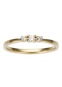 Firetti Damen Goldring "Schmuck Geschenk Gold 585 Damenring Goldring", 17, 0,12 ct P2 = erkennbare Einschlüsse, Gelbgold 585-Diamanten, 2,7mm, gold,