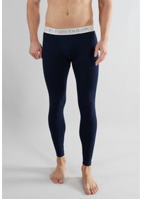 Tom Tailor Herren Leggings, Gr. 8, blau, Single Jersey, Obermaterial: 95% Baumwolle, 5% Elasthan, unifarben, casual, Hosen, mit farblich abgesetzem