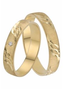 Firetti Trauring "Schmuck Geschenk Gold 375 Hochzeit Ehering "LIEBE" Welle", 23, ohne Brillant, Gelbgold 375, 4mm, gold, Gelbgold 375, Fingerringe,