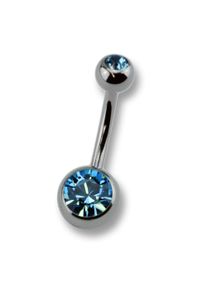 ZEEme Damen Bauchnabelpiercing "Titan silberfarben Kristall dunkelblau", grau, Titan, Piercings