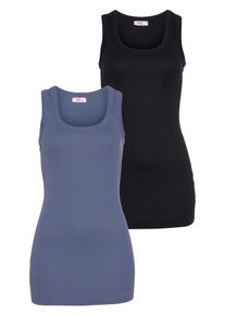 Flashlights Damen Tanktop, blau, Basic, Gr. 44, unifarben, Feinripp, Obermaterial: 100% Baumwolle, Tops, in Longform