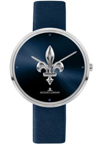 Jacques Lemans Damen Quarzuhr "Design Collection", blau, Armbanduhren, Armbanduhr, Damenuhr, gehärtetes Crystexglas, Lederarmband