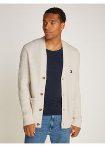 Tommy Jeans Herren Cardigan "TJM REG JERSEY STITCH CARDI", weiß, casual, Gr. L, unifarben, Grobstrick, Obermaterial: 50% Polyacryl, 50% Polyester,