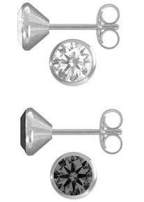 Firetti Ohrstecker-Set "Multipack Schmuck Geschenk Silber 925 Ohrstecker Glitzerstein", Silber 925 (Sterlingsilber), schwarz-weiß, Silber 925