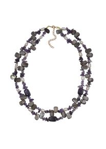 Steuer Damen Collierkettchen "Collier 2-reihig Amethyst,Perlen und Muschel", 55cm, Metall, L: 55cm, lila, Metall, Halsketten