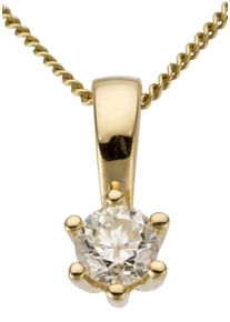 Firetti Damen Ketten-Anhänger "Schmuck Geschenk Gold 750 Halsschmuck Anhänger Halskette Solitär", 0,25 ct LR = lupenrein, Gelbgold 585-Diamanten,