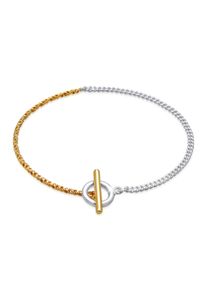 Elli Damen Armband "Panzerkette Kordel Kreis Stab Bi-Color 925 Silber", 17cm, ohne Stein, Silber 925 (Sterlingsilber), silber, Silber 925