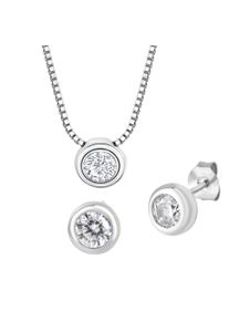 ZEEme Damen Schmuckset "925 Sterling Silber Zirkonia", 42 + 3cm, weiß, Silber 925 (Sterlingsilber), Schmuck-Sets