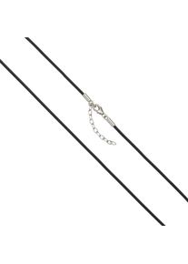Vivance Damen Collierkettchen "925/- Sterling Silber rhod. Kautschuk 45cm", 45cm, Silber 925 (Sterlingsilber), L: 45cm B: 2.0mm, schwarz, Silber 925
