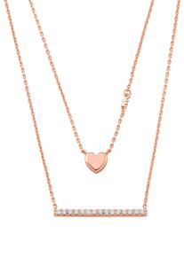 Michael Kors Damen Kette mit Anhänger "PREMIUM, DOUBLE LAYER HEART, MKC1675CZ791", Silber 925 (Sterlingsilber), rosa, Silber 925 (Sterlingsilber),