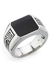 HECHTER PARIS Herren Fingerring "Schmuck Geschenk Silber 925 Herrenring Farbstein Edelstein", 62, Silber 925 (Sterlingsilber), 6mm, bunt, Silber 925