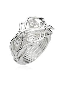 NENALINA Damen Fingerring "Zirkonia Kristalle Gedreht Geschwungen 925 Silber", 58mm,mit Steinen, Silber 925 (Sterlingsilber), 8mm, silber, Silber 925
