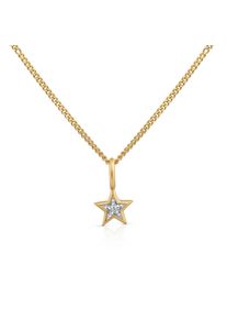 OROLINO Damen Kette mit Anhänger "Gold 585 mit Stern-Motiv und Brillant 0,005ct.", 42/45cm, 0,005 ct, Gold, L: 45cm B: 6.0mm, gelb, Gold, B:6.0mm,