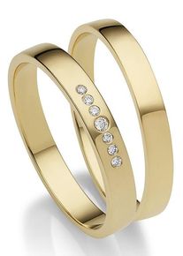 Firetti Trauring "Schmuck Geschenk Gold 375 Hochzeit Ehering "LIEBE"", 55, 0,04 ct SI = kleine Einschlüsse mit Brillanten, Gelbgold 585, 3mm, gold,