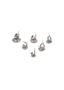 Steuer Damen Paar Creolen "Ohrstecker-Set 6 Paare", silber, Metall, Ohrringe