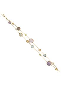 Jobo Damen Goldarmband, Gelbgold 585, gelb, Gelbgold 585, Armbänder, 2-reihig 585 Gold mit bunten Edelsteinen